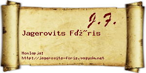 Jagerovits Fóris névjegykártya