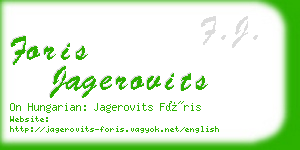 foris jagerovits business card